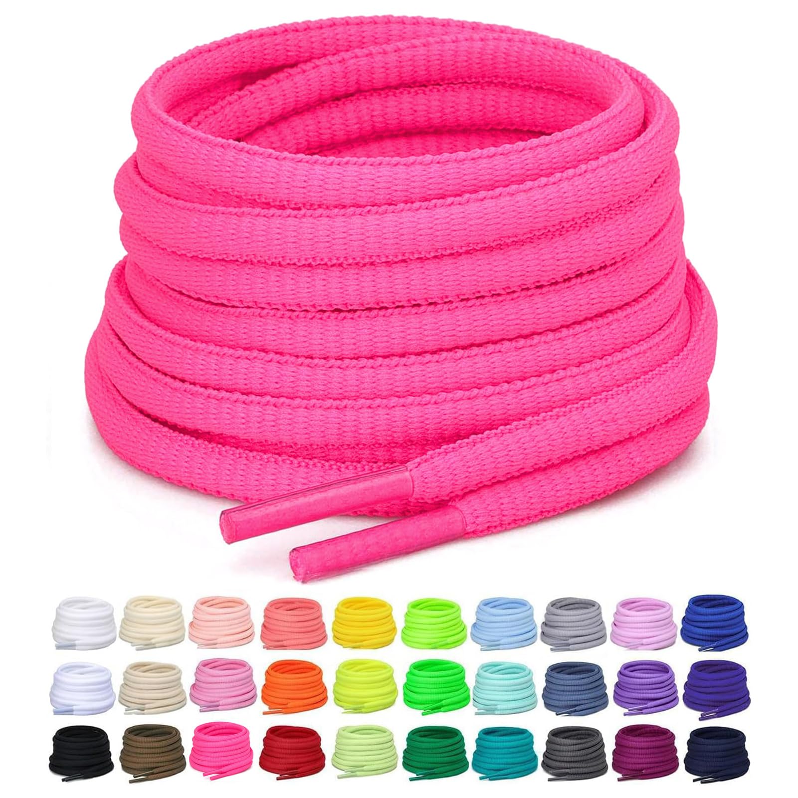 Puzeam 2 Pairs Oval Athletic Shoe Laces, 1/4" Shoelaces | Anti stretch & hard to