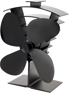 VALIANT (FIR361) Premium IV 4-Blade Heat Powered Log Burner & Stove Fan, Black