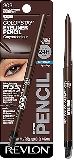 Revlon ColorStay Pencil Waterproof Eyeliner, 202 Black Brown, 0.01 oz | Waterproof pencil eyeliner with built-in sharpener. Smudge-proof, long-lasting, intense matte color.