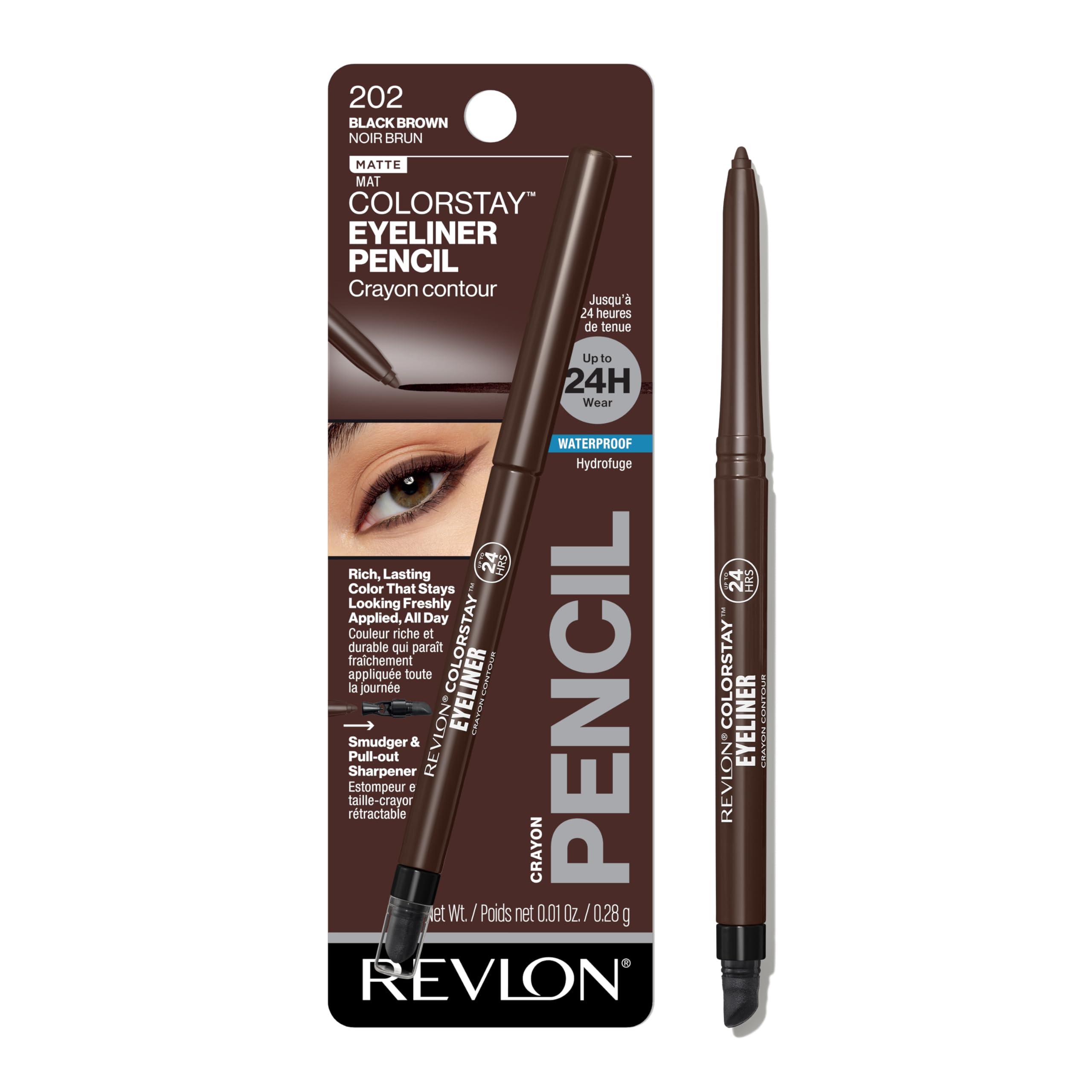 Revlon ColorStay Pencil Waterproof Eyeliner, 202 Black Brown, 0.01 oz | Waterpro