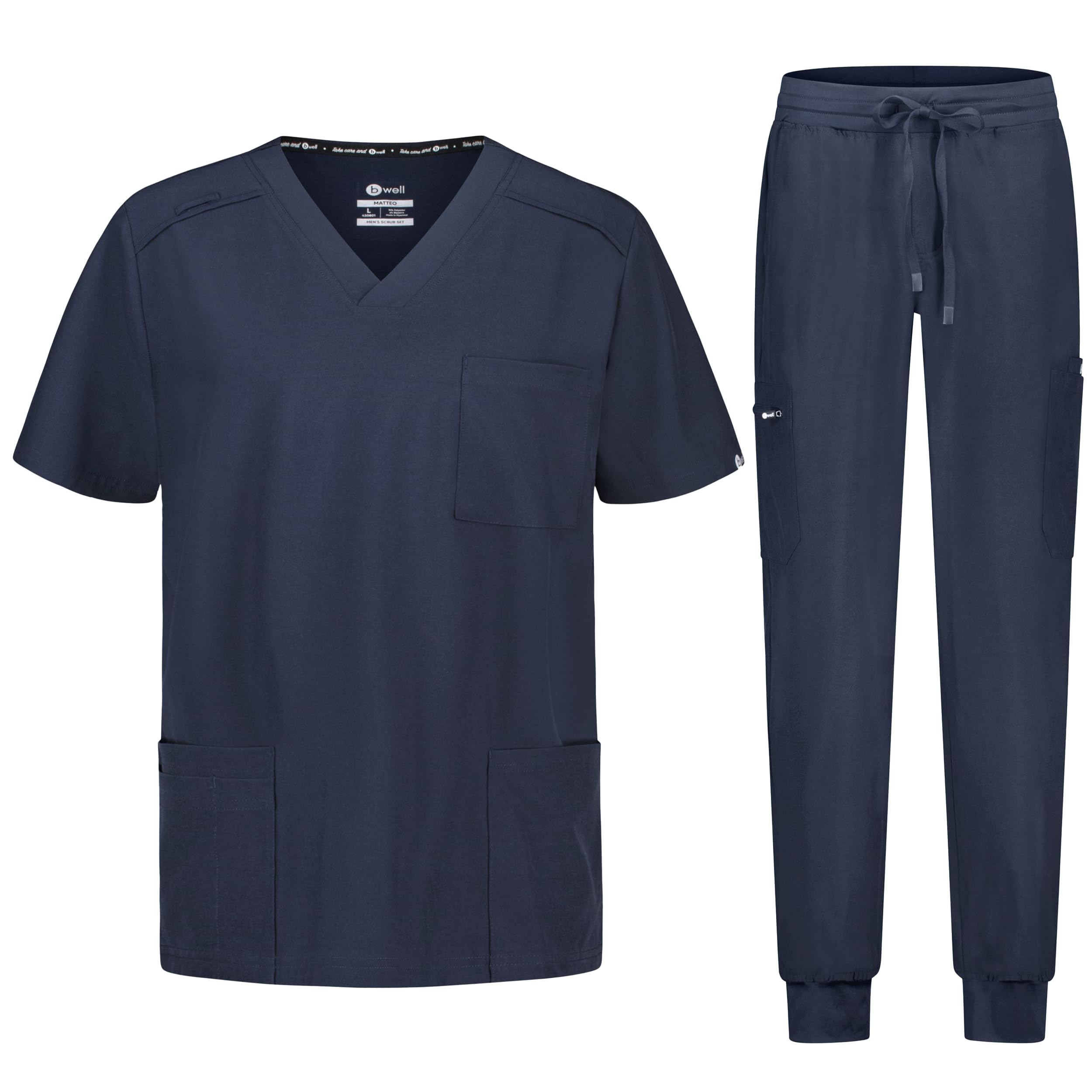 B-well Matteo Men's Medical Uniform Set: Top and Trousers Jogger + Men's Medical