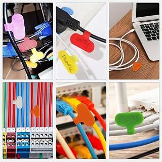 16 Pack Writable Cable Labels - Colorful Reusable Wire Tags with Hook and Loop Closure for Electronics, Computer, Office Cable Management (1.5 x 0.63 Inches, Multicolored 16 Pack)