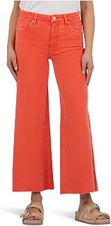 KUT from the Kloth Women's Petite Meg High Rise Fab Ab Wide Leg Raw Hem Jeans