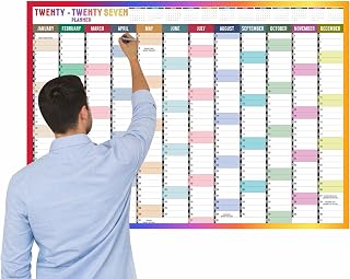 2027 Year Wall Planner A1 Uk Wall Calendar Yearly Planner Large Jan To Dec Full Year Planning Chart Student Family Home School Office Work Study Annual Poster Multi 59.5 x 84.1Cm (1Pc)(Folded)