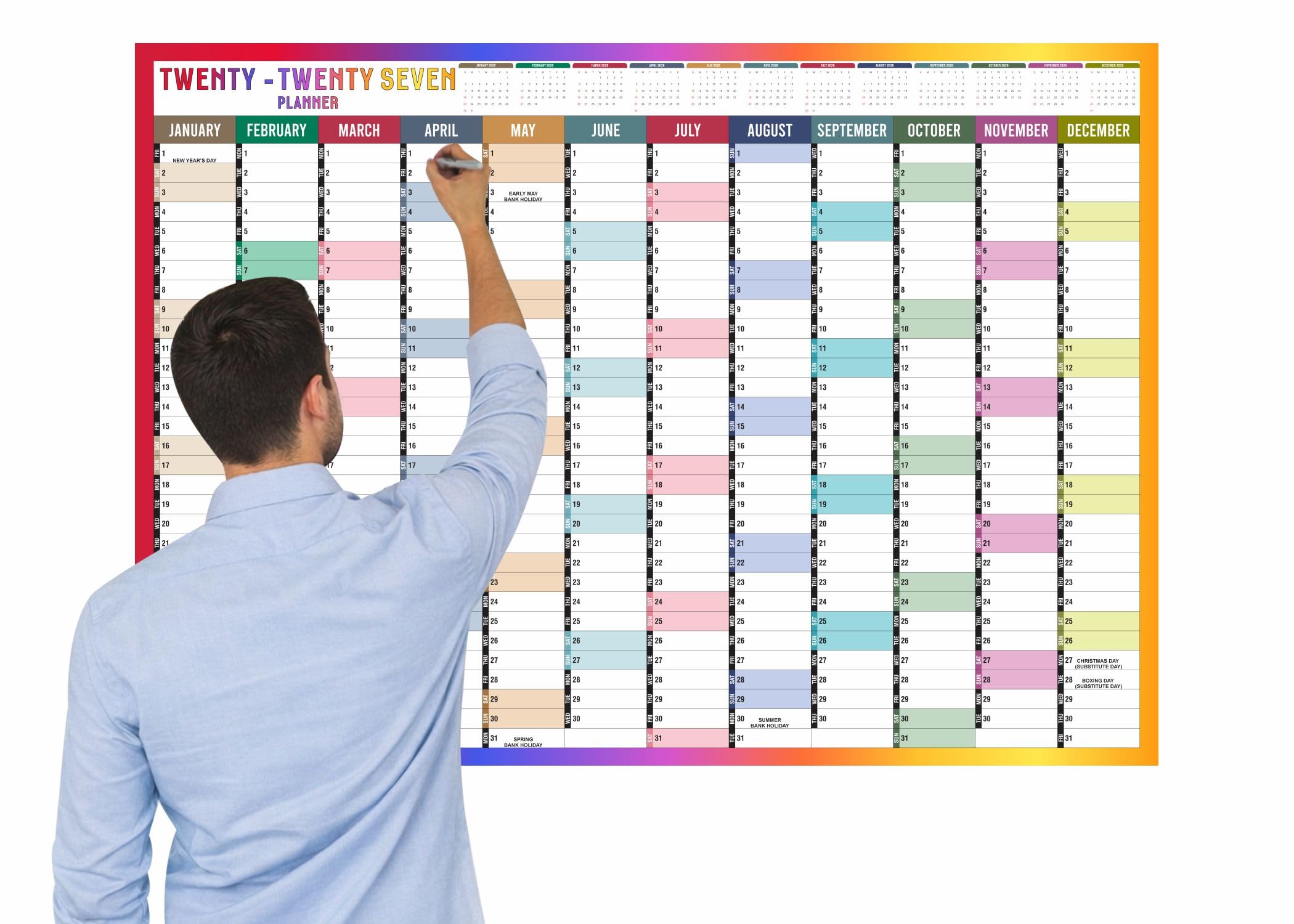 2027 Year Wall Planner A1 Uk Wall Calendar Yearly Planner Large Jan To Dec Full 