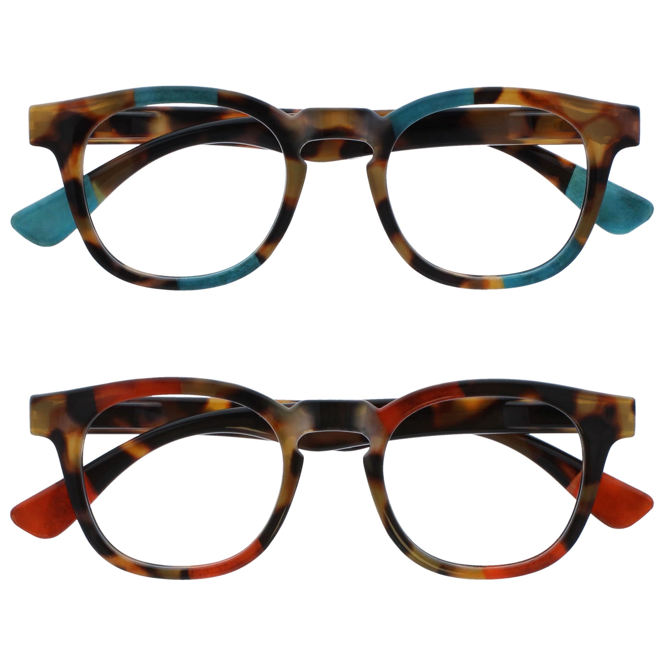 OPULIZE Ava 2 Pack Women's Lady Brown Turtle Turquoise Red Comfortable Fit Readi