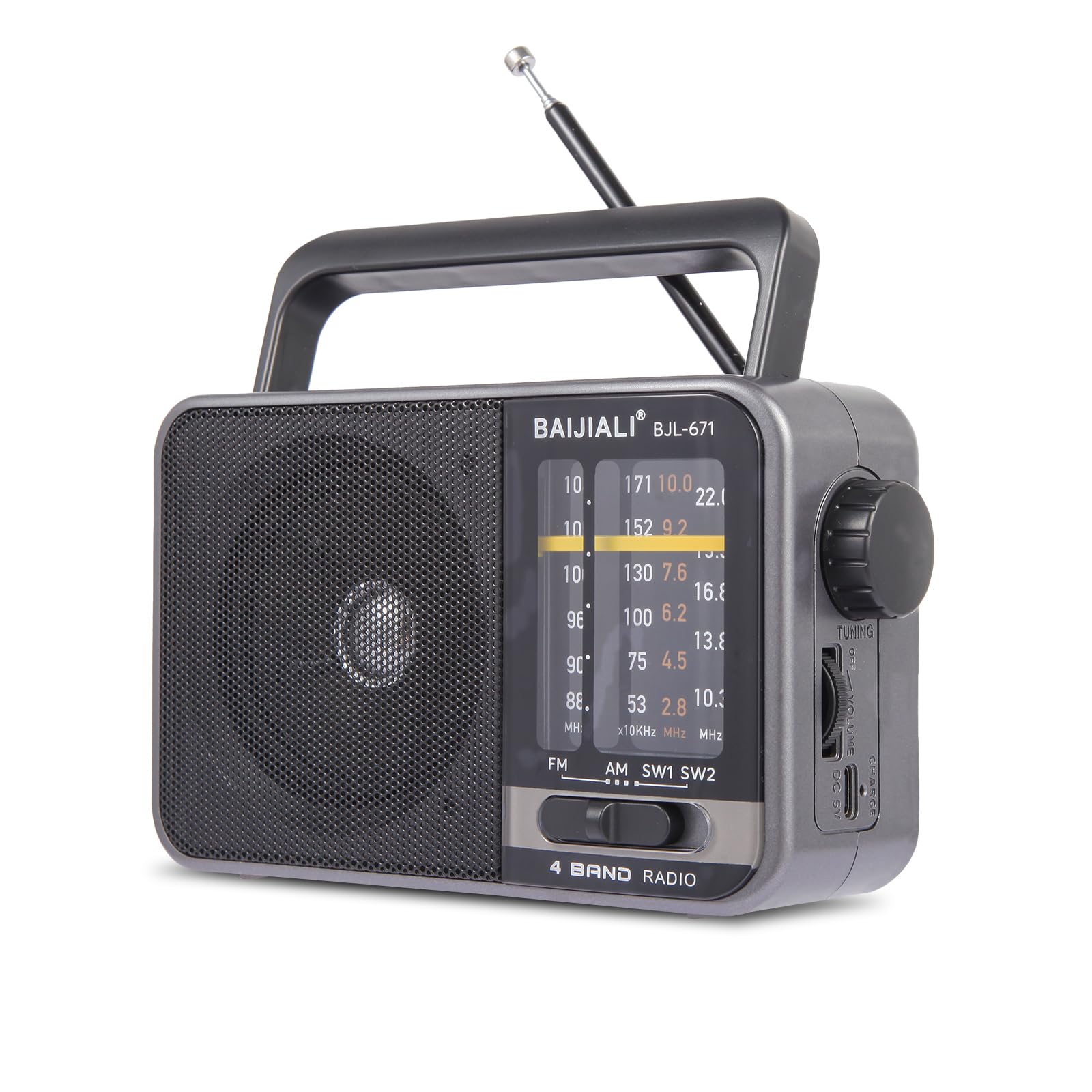 Portable AM/FM Transistor Radio with Loud Speaker, Battery or USB Powered | Comp