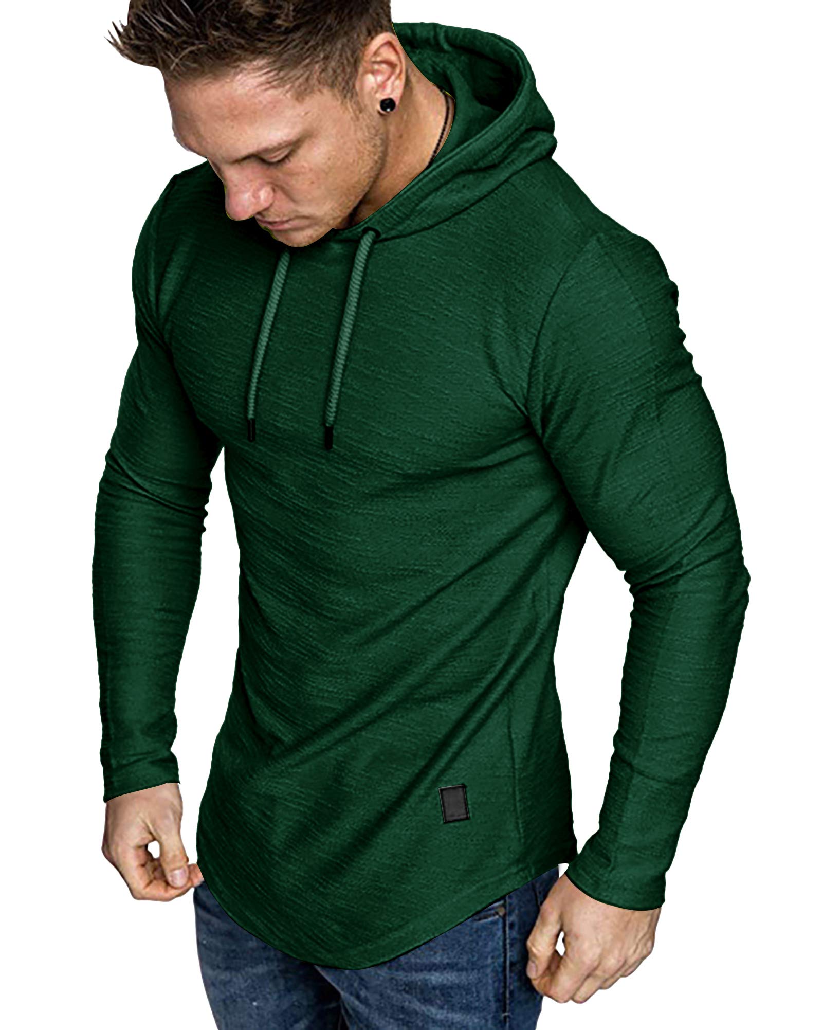 Mens Cotton Hoodies Pullover Sport Muscle Workout Shirts
