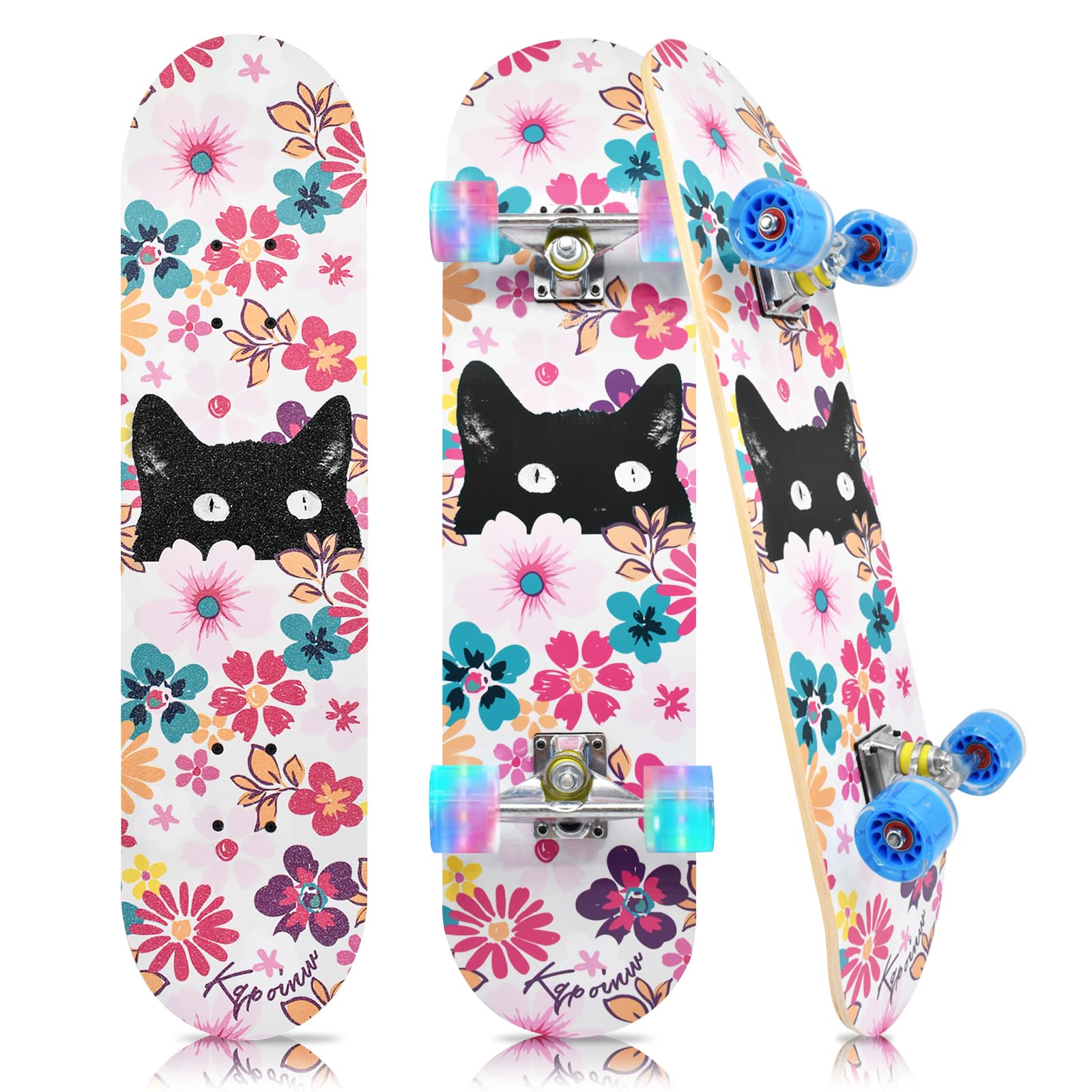 Kqpoinw Complete Skateboard for Kids, Girls, Boys, Beginners, Teens, 7 Layer Map