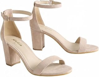 Ankis Heels Sandals for Women Open Toe Ankle Strap Chunky Heel Pump Sandals Party Wedding Strappy Buckle Sandals Standard Size 2.75 Inches Thick Heel