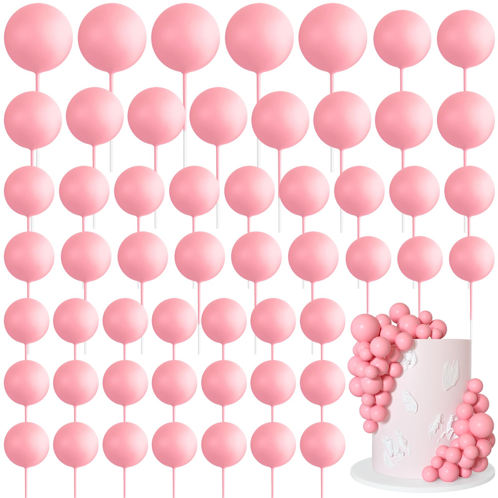 75 Pieces Light Pink Cake Balls Topper Decorations Foam Cupcake Topper Mini Ball