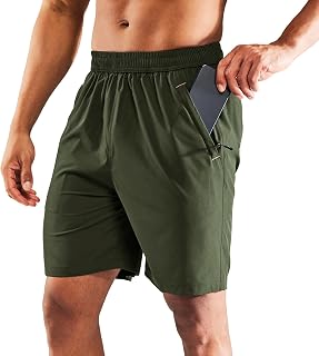 MIER Men's Quick Dry Running Shorts with Zip Pocket, Elastic Waistband, Athletic Training, Fitness, 7 Inch