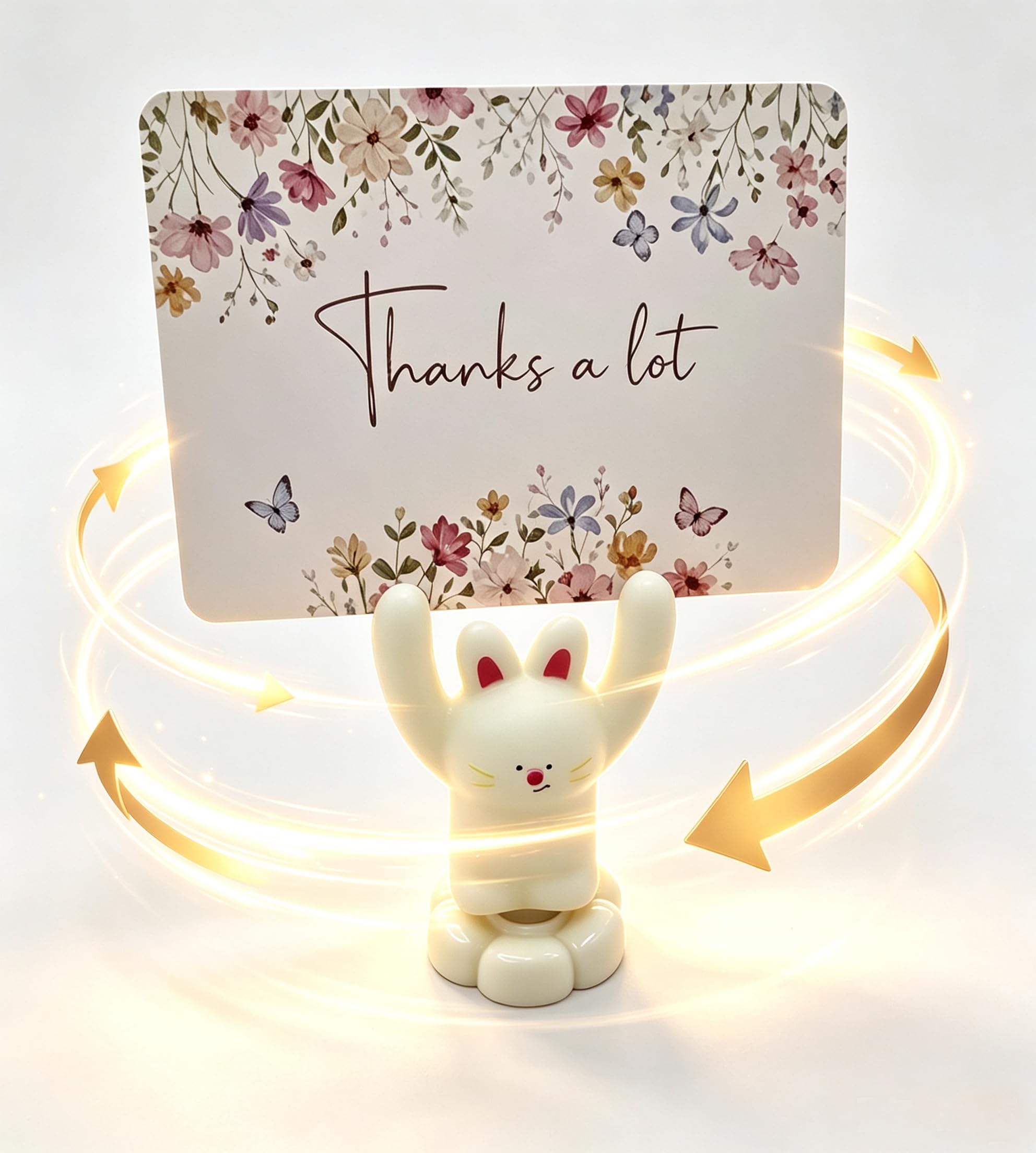 Cute Rotating Resin Ornament with Cards and Mesh Drawstring Bags, Funny Desk Gif