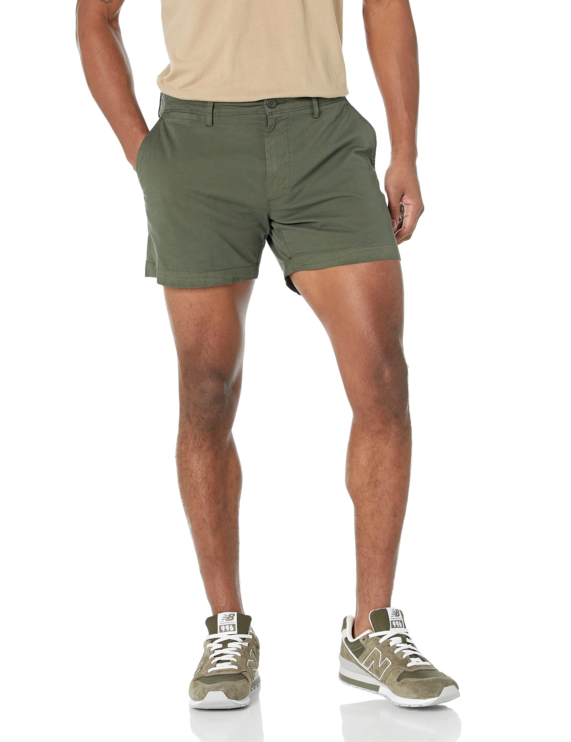 Amazon Essentials Men's Slim-Fit 5" Lightweight Comfort Stretch Oxford Cotton Sh