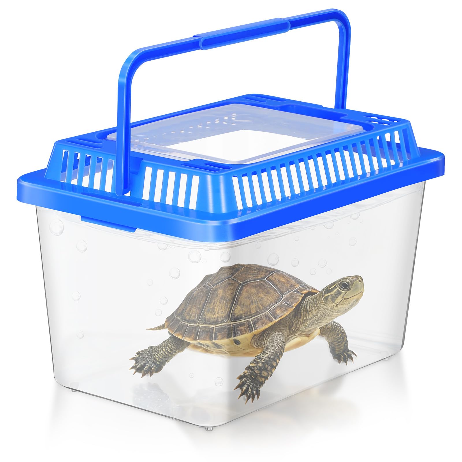 SEWACC Plastic Turtle Tank with Lid, Portable Aquarium Enclosure for Home and Tr