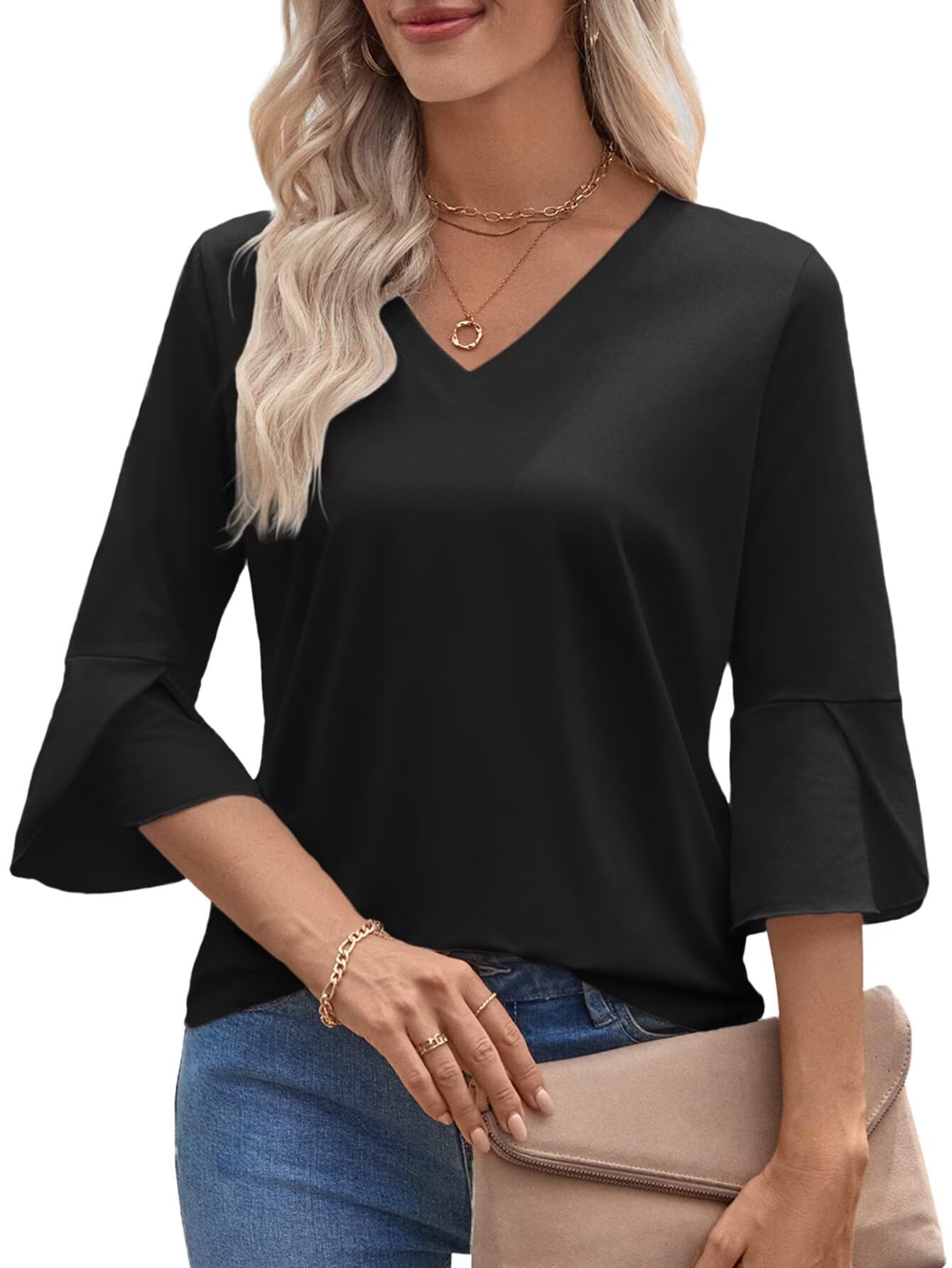 Valiamcep T Shirts Short Ruffle Sleeve V Neck Tees Womens Tops Beach Vacation 20