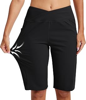 MoFiz Women's Sports Short Leggins Bermuda Shorts for Women Yoga Shorts Running High Waist Gym Shorts Summer Shorts with Pockets