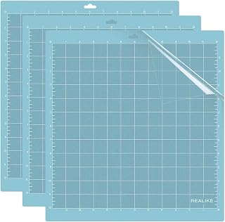 REALIKE 12x12 Light Cutting Mat Compatible with Cricut Maker 3/Maker 4/Maker/Explore 3/4/Air 2/Air/One(3 Mats), Gridded Adhesive Non-Slip Cut Mat for Crafts, Quilting, Sewing and All Arts