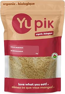 Yupik Organic Brown Rice, Long Grains, 1 kg, Non-GMO, Vegan, Gluten-Free, Kosher, Salt-Free, Source of Fiber & Iron, Easy Preparation, Ideal for Recipes, Side Dishes, Salads & More