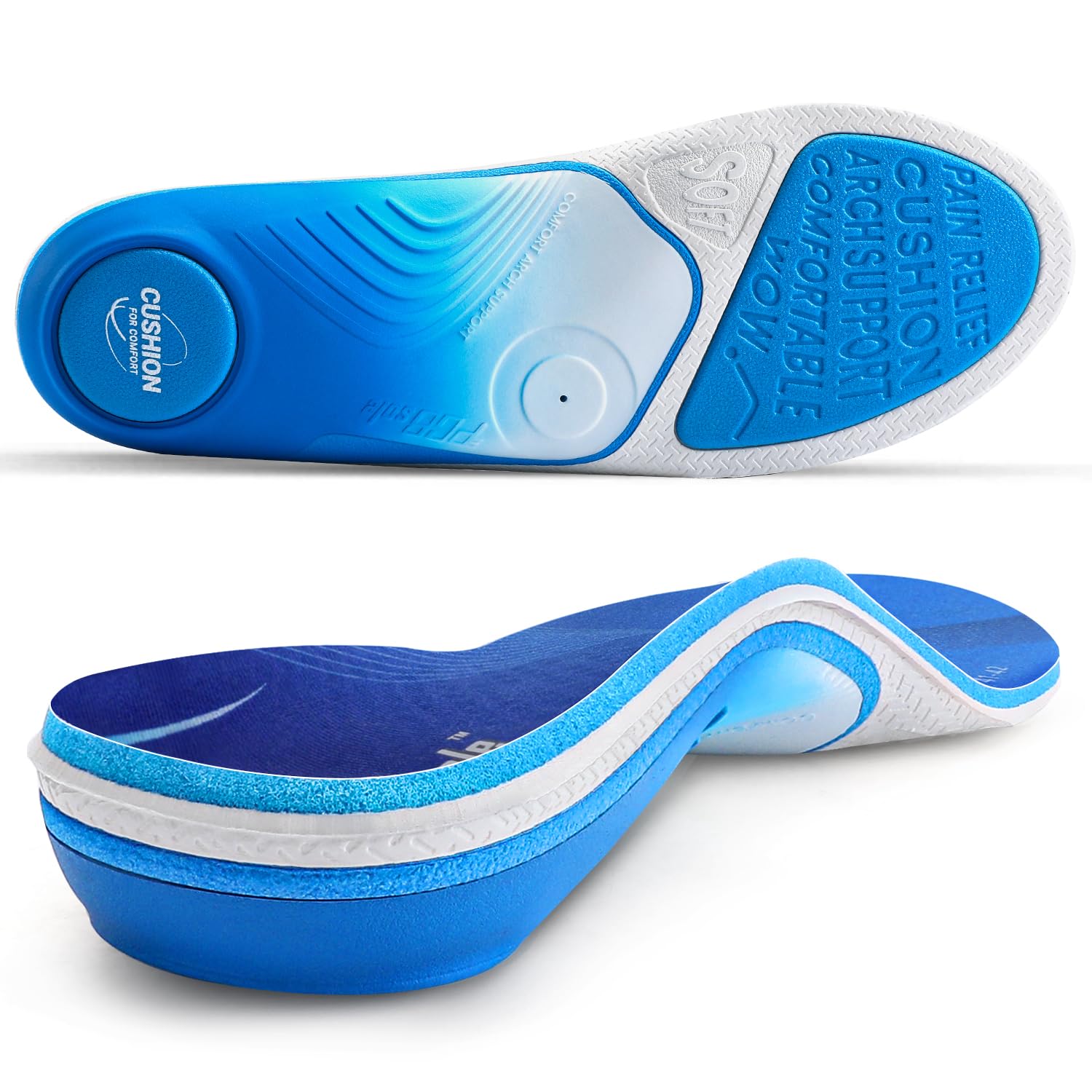 PCSsole Heavy Duty Arch Support Insoles for Flat Feet & Plantar Fasciitis
