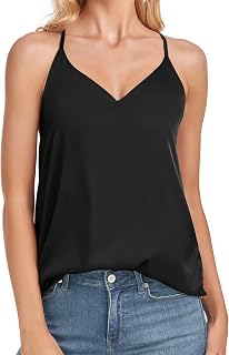 Wantschun Womens Satin Silk Camisole Cami V-Neck Vest Top Blouse Tank Shirt