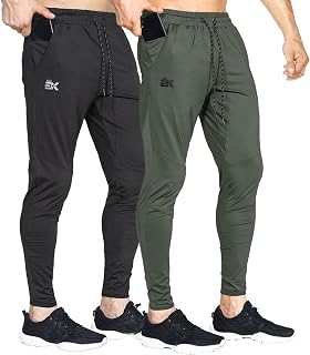 BROKIG Mens Lightweight Gym Jogger Pants Workout Sweatpants Zip Pocket
