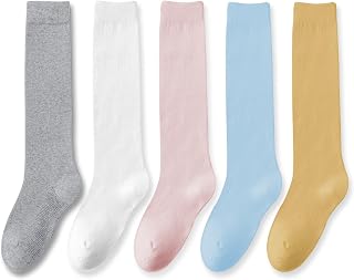 EPEIUS Girls Knee High Socks Seamless Cotton School Uniform Socks Kids Boy Over the Calf Socks 3/5 Pack