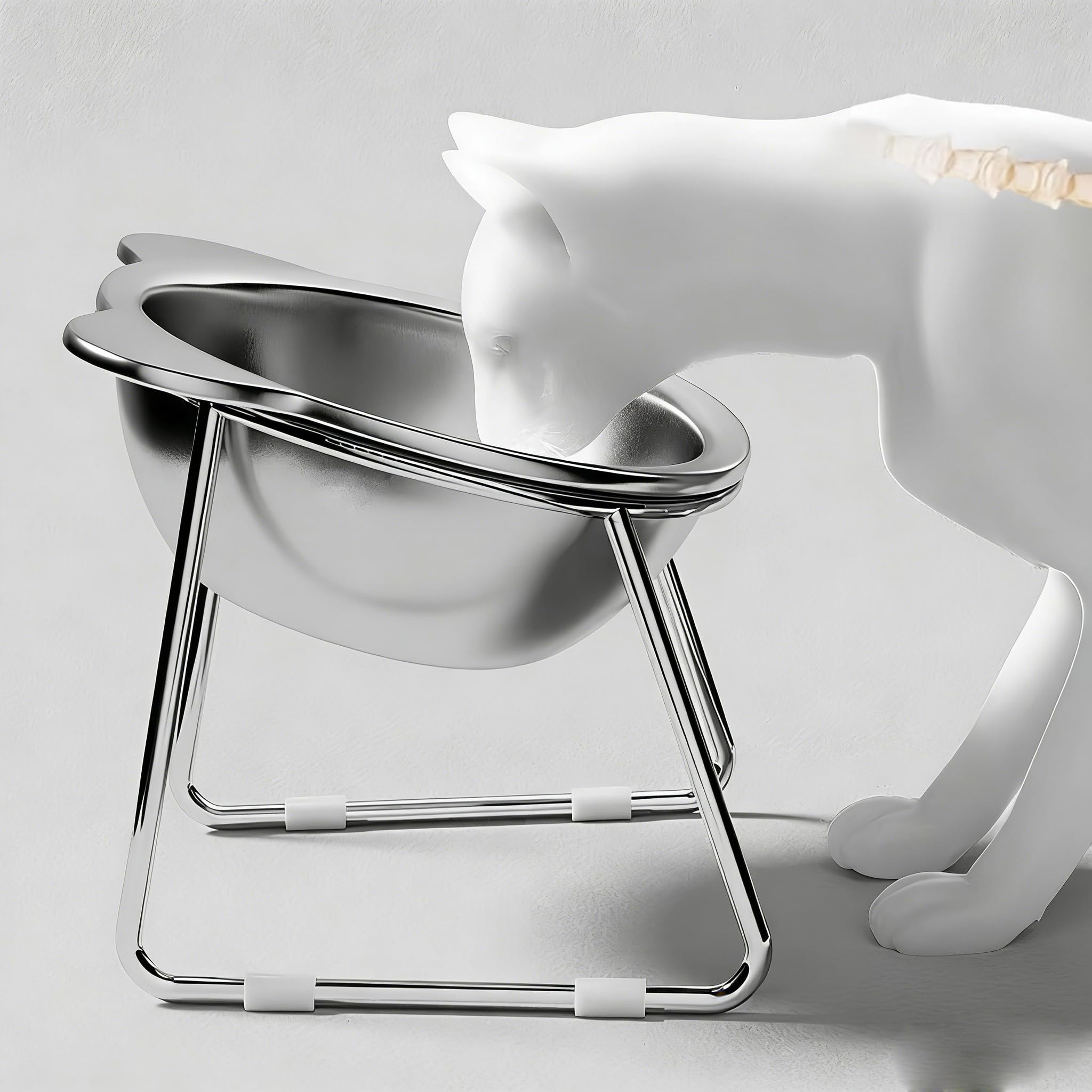 2-Piece Set Heavy-Duty Stainless Steel Cat Dishes Set - Anti-Spill, Rust-Resista
