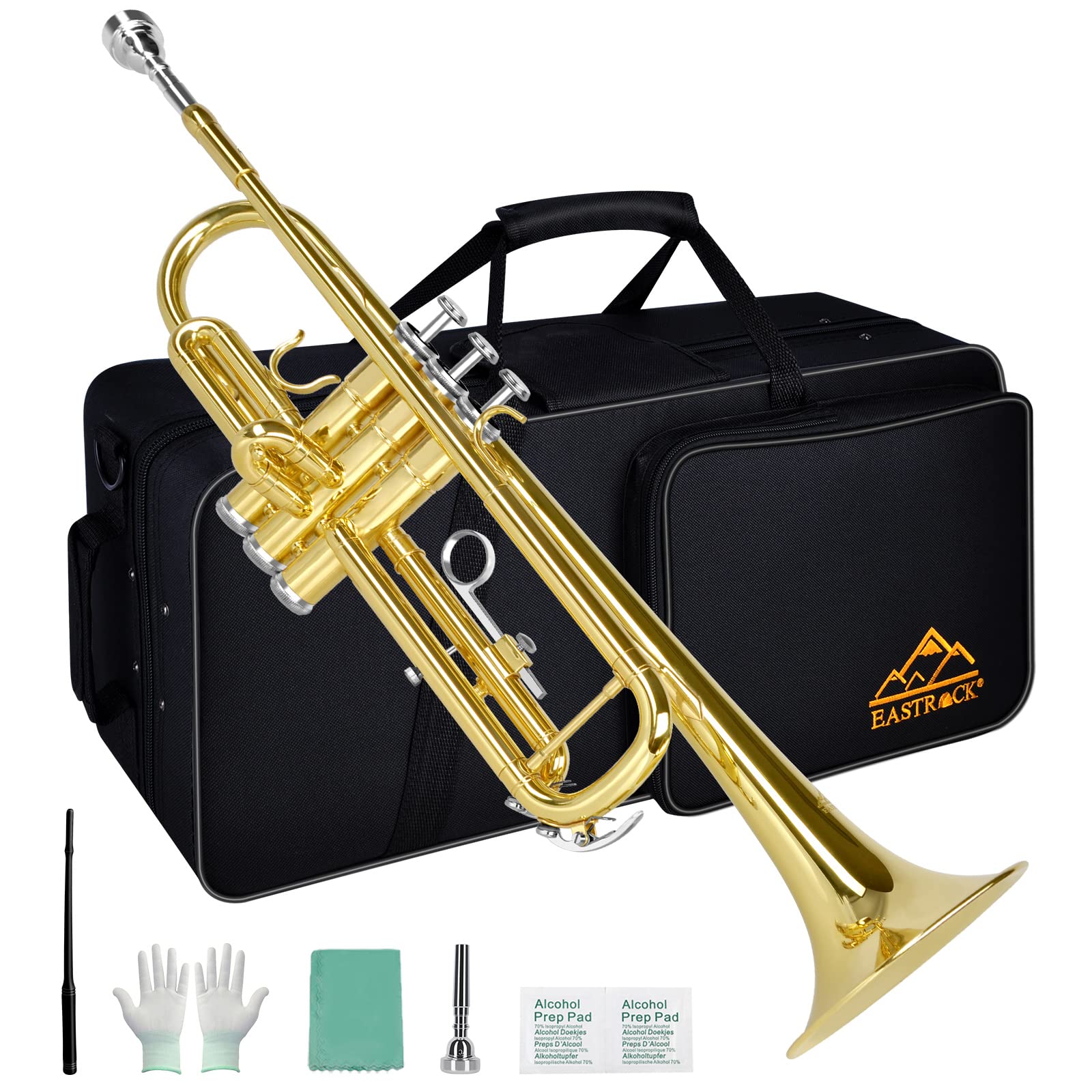 EASTROCK Bb Trumpet Standard Trumpet Set with Carrying Case,Gloves, 7C Mouthpiec