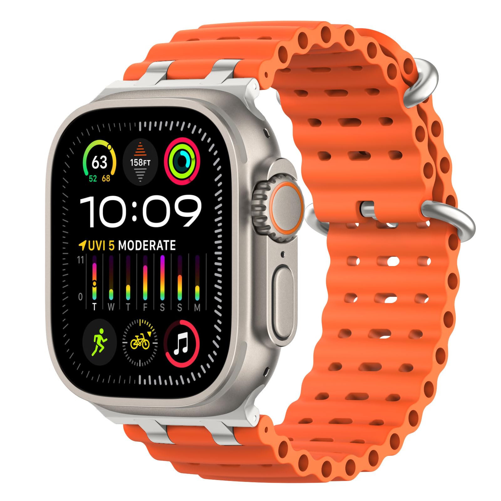 MoKo Upgraded Silicone Ocean Band - Ultra 2 / Ultra Sport Band with Metal Connec