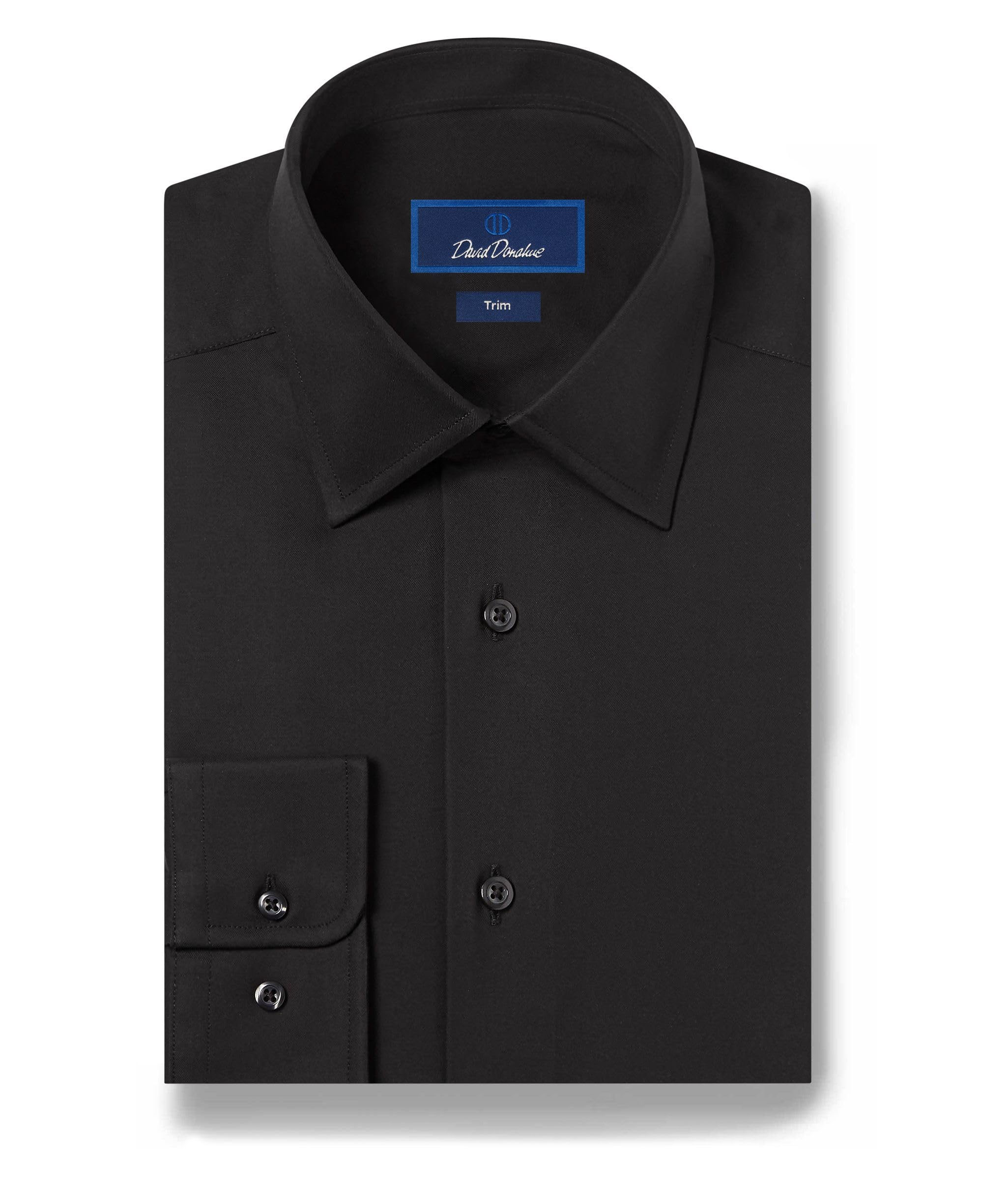 David Donahue Men's Trim Fit Twill Dress Shirt