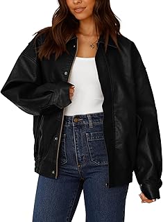 PRETTYGARDEN Women's Faux Leather Motorcycle Jackets