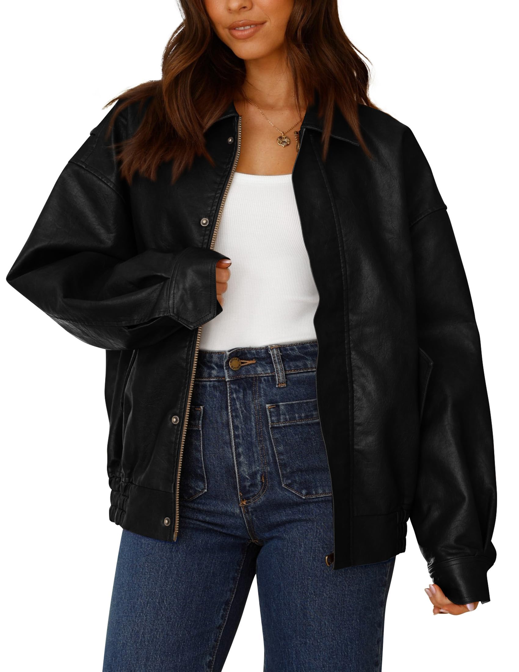 PRETTYGARDEN Women's Faux Leather Motorcycle Jackets