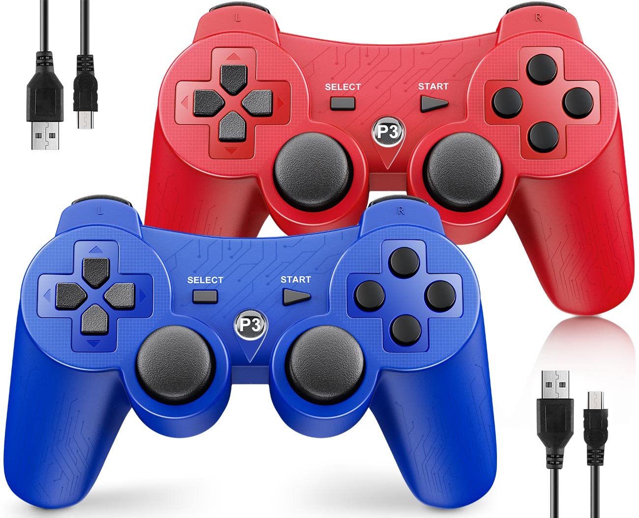 OKHAHA Controller 2 Pack for PS3 Wireless Controller for Sony Playstation 3, Dou