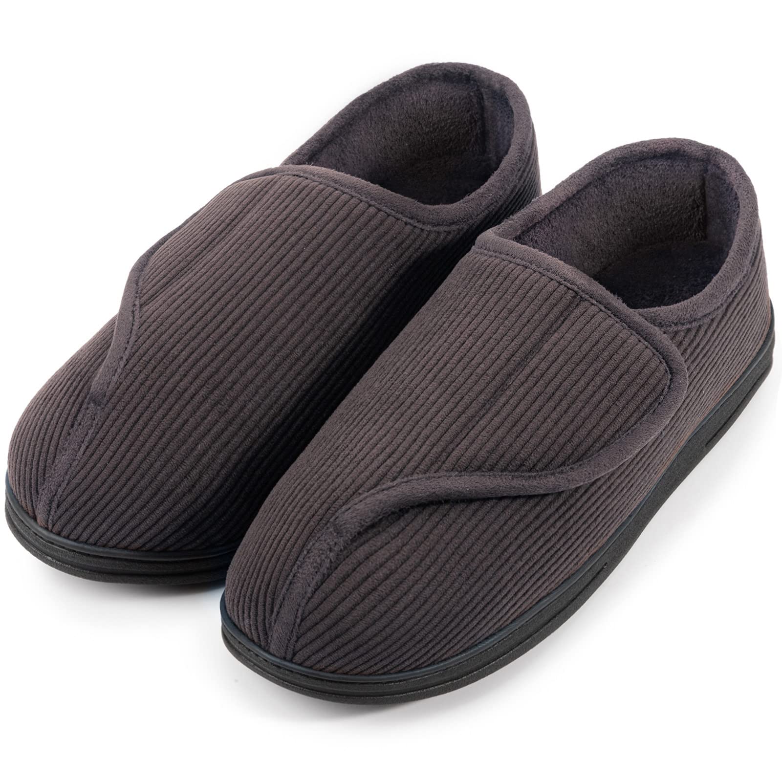 LongBay Men's Memory Foam Diabetic Slippers Comfy Warm Plush Fleece Arthritis Ed