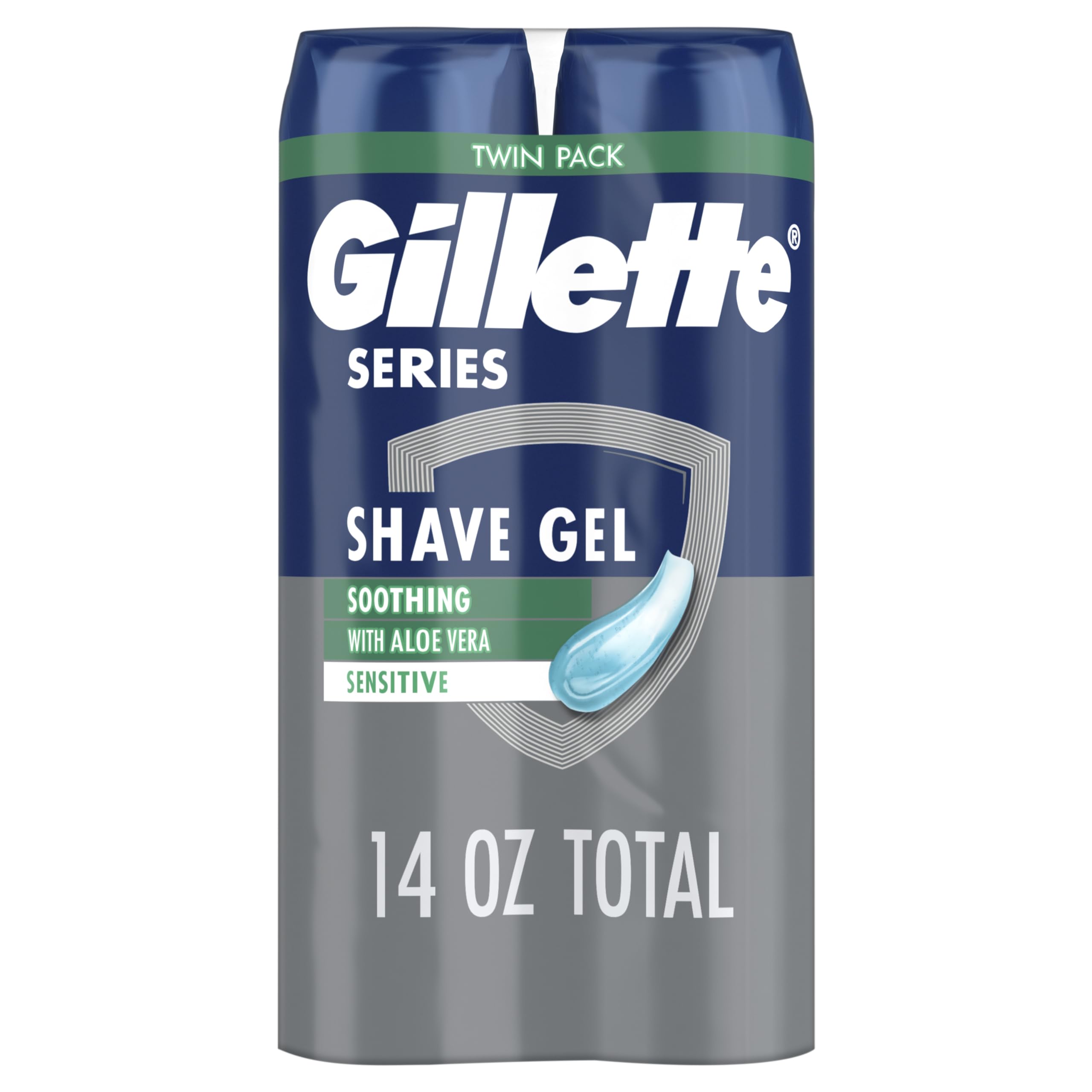 Gillette Series 3X Action Shave Gel, Sensitive Twin Pack, 7 Oz (Pack of 2)
