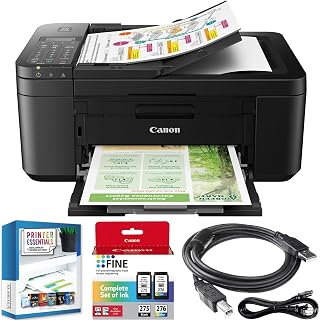 Canon PIXMA TR4720 All-in-One Wireless Printer with Auto Document Feeder, Mobile Printing, Copy, Fax & Scanner Black 5074C002 (Renewed) Bundle w/DGE USB Connection Cable +Small Business Software Kit