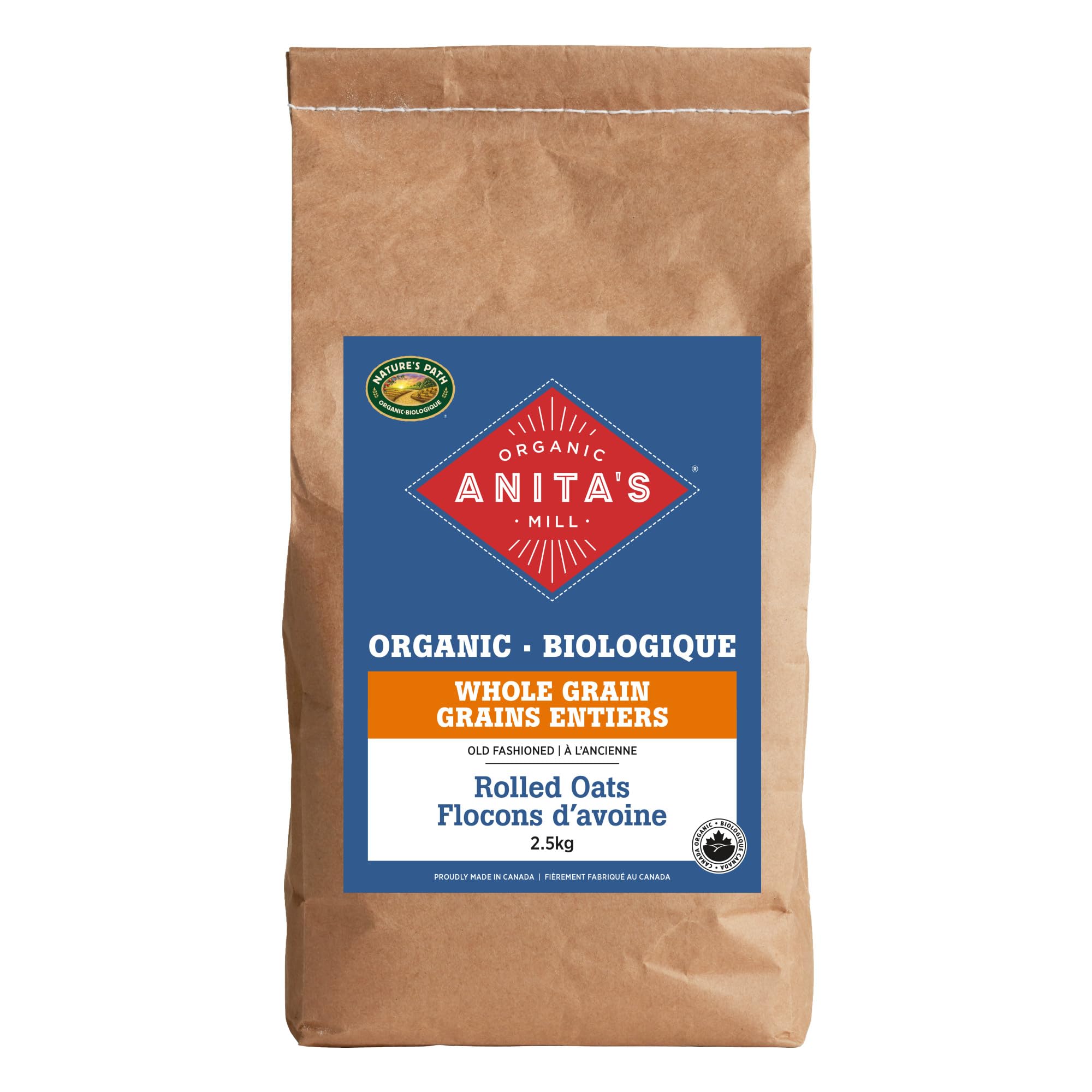 Anita’s Organic Mill -Organic Rolled Oats, Bulk Size 2.5kg, Made in Canada