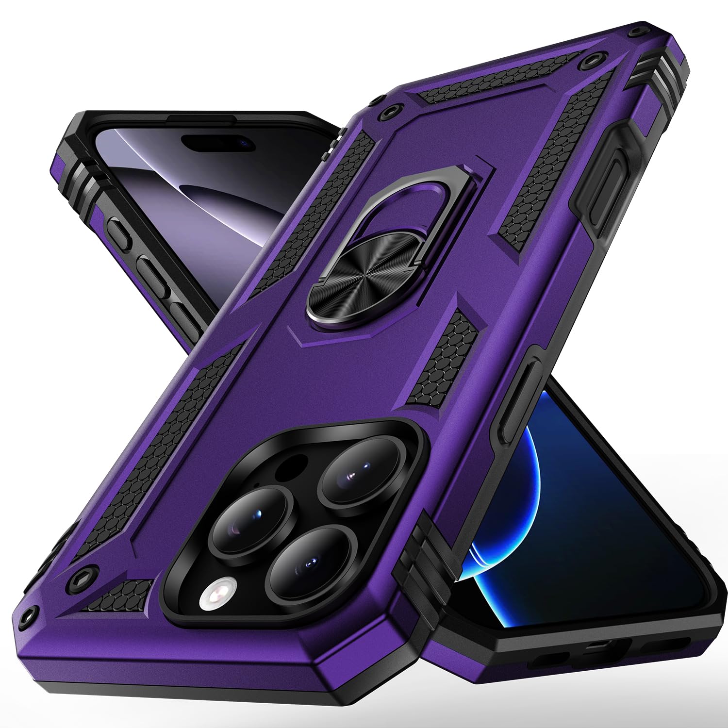 Korecase for iPhone 16 Pro Max Case Women with Ring Kickstand, Purple