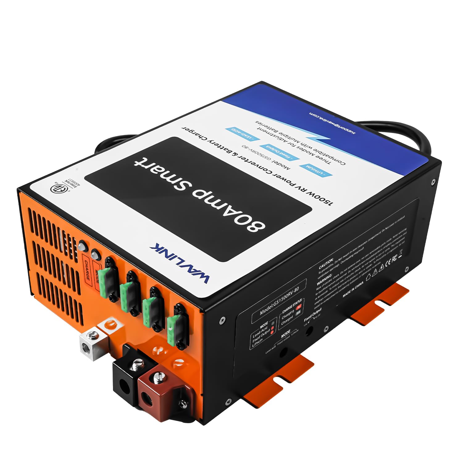 WAVLINK 80A RV Power Converter 120V AC to 12V DC Battery Charger | 3 Smart Charg