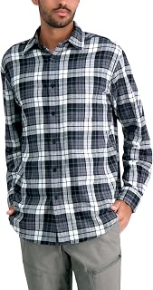 Haggar Men's Classic Plaid Flannel Shirt Button Down Shirt (Pack of 1)