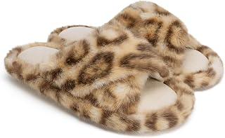 Chantomoo Women's Slippers Cross Band Fuzzy Memory Foam Slippers for Women Plush Comfy Faux Fur Slipper Slides House Shoes Anti-Skid Sole Gift Slippers