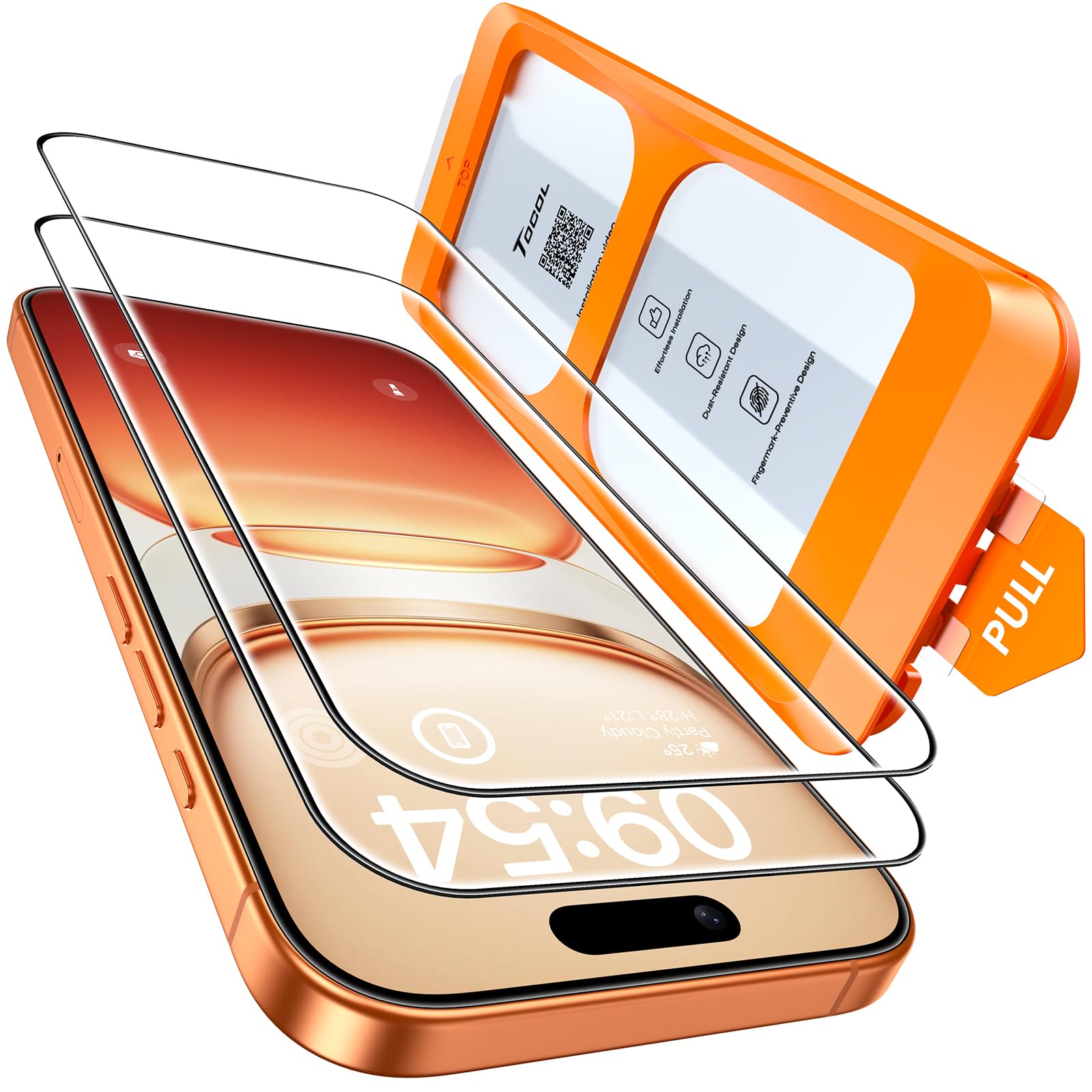 TOCOL for iPhone 16 Pro Screen Protector, Instant Installation