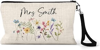 Chicken Craft Personalised Teacher Pencil Case - Soft Floral Watercolour Design - Custom Name Gift for Nursery or Primary Staff, Teaching Assistants - End of Term Thank You Zip Pouch