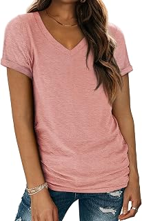 ATHMILE T Shirts Short Sleeve V Neck Tees for Women Fashion Tops Trendy Lightweight Casual Summer Outfits Clothes 2025 Beach