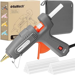 ROMECH 60/100W Dual Temp Hot Glue Gun and Sticks Set, Full Size with Case | Built-in Safety Fuse, Dual Temperature Settings, Quick Heat Up, Drip Free Copper Nozzle, Ergonomic Grip, Crafting & DIY Use