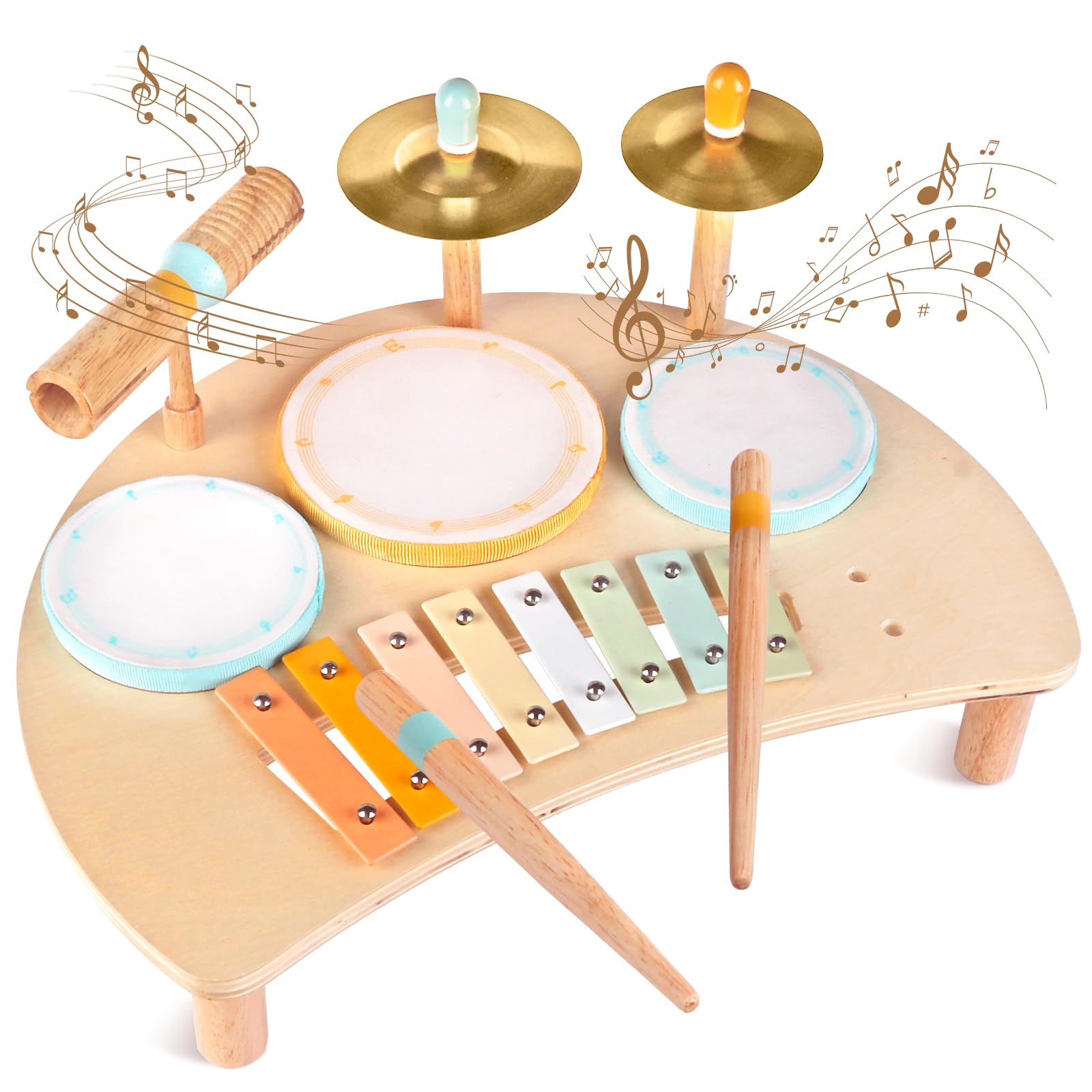 Wooden Drum Set Toys for 2-3 Year Old Montessori Musical Instruments Toy | Drum 