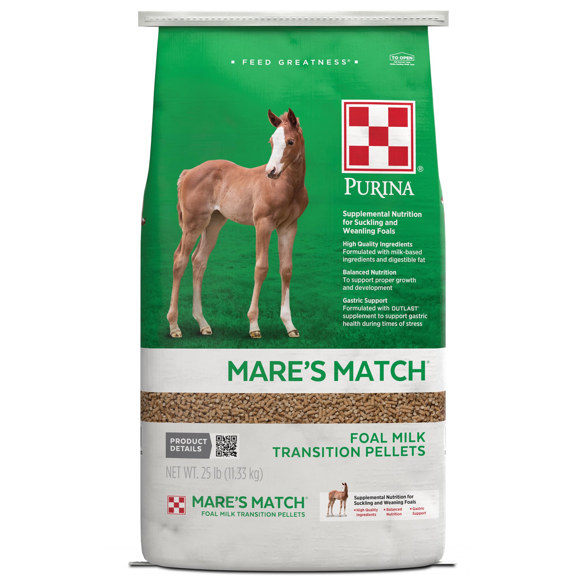 Purina Mare's Match Foal Horses Milk Transition Pellets | 25 Pound (25 LB) Bag