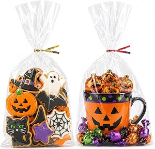 Morepack Cellophane Treat Bags 7x13 In 200 PCS Clear Cellophane Bags | Cellophane Gift Bags with Twist Ties, Party Favor Bags (Flat, No Gusset, Bottom)