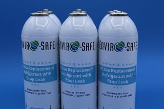 R134a Replacement with Stop Leak, 6 Cans Total with Piercing Valve for AC Recharging